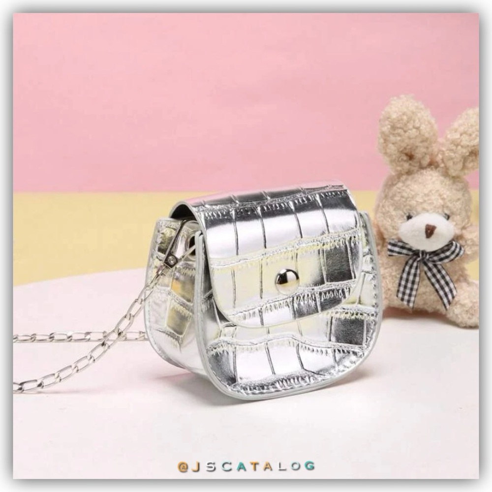 NEW Silver Leather Crossbody Coin Purse Bag - Picture 7 of 9